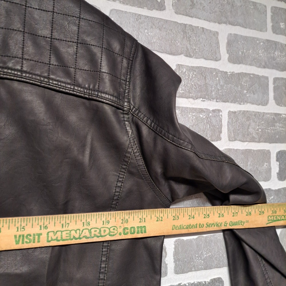 David Outerwear Mens PU Leather Black Full Zip Pockets Jacket Size Large - Picture 13 of 15